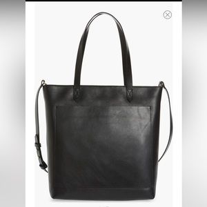 The Zip-Top Medium Transport Leather Tote Black